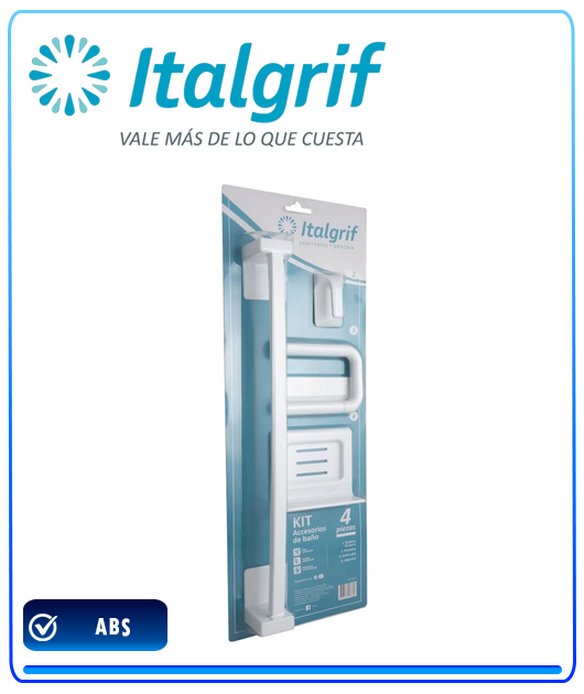 (4120IT50B100) ITALGRIF KIT DE ACC. BAÑO 4 PZAS. ABS BLANCO ITALGRIF