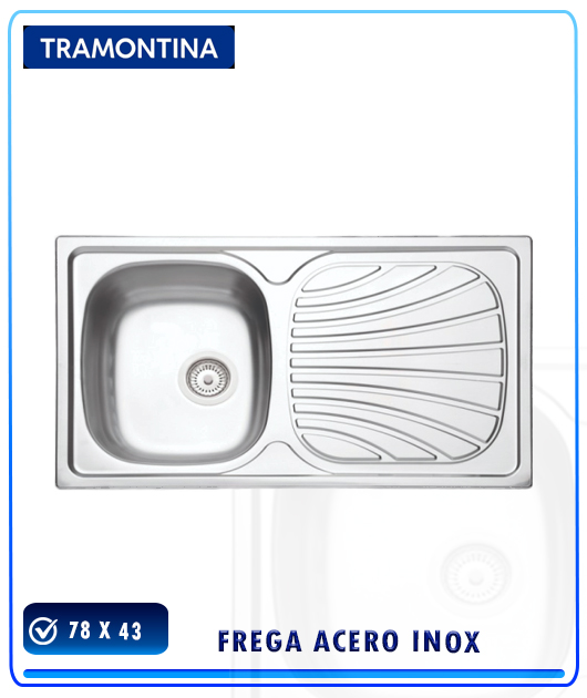 (93840505) FREGA ACERO INOX. 78 X 43 1C (VAL+TRAM)TRAMONTINA