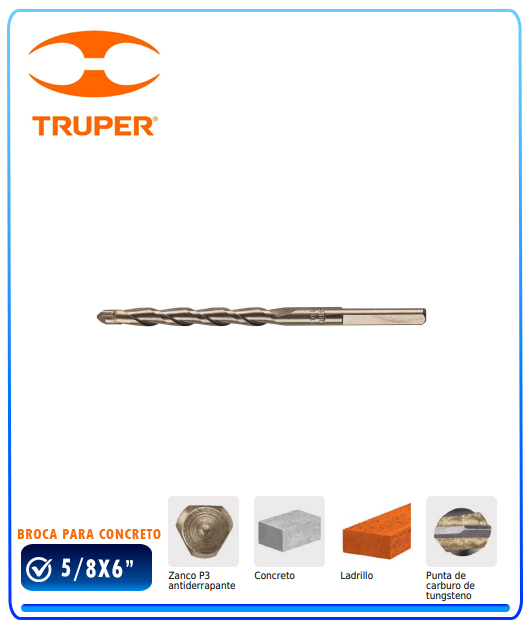 BROCA PARA CONCRETO 5/8  X 6 TRUPER (11236)