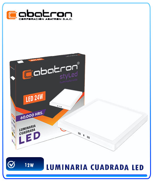 (ABL-128S-12WB)LUMINARIA CUADRADA SOB LED BLANCA LUZ DIA 12W ABATRON