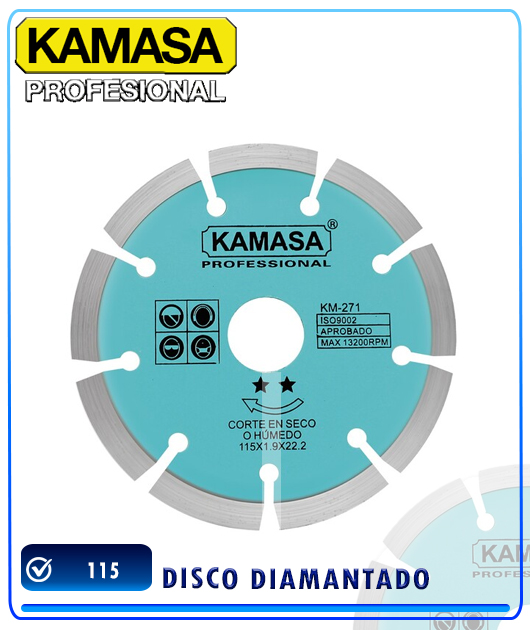 (KM271) DISCO DIAMANTADO 115 GRIS KAMASA