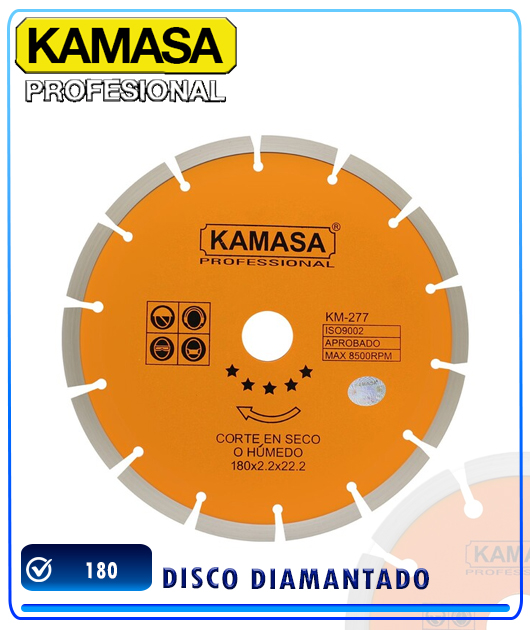 (KM277) DISCO DIAMANTADO 180 NARANJA KAMASA