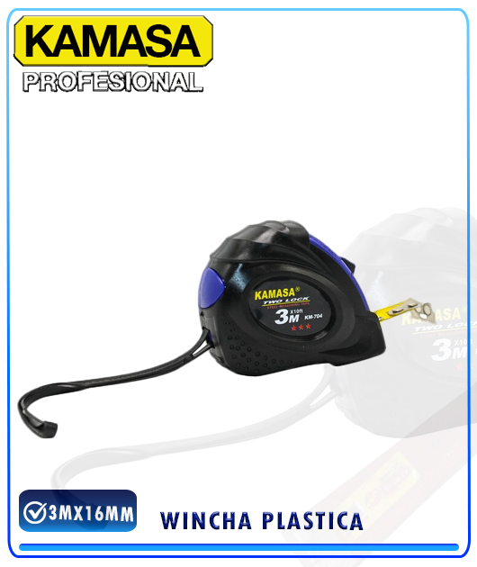 (KM704) WINCHA PLASTICA COLOR 3MX16MM KAMASA