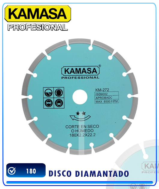 (KM272) DISCO DIAMANTADO 180 GRIS KAMASA