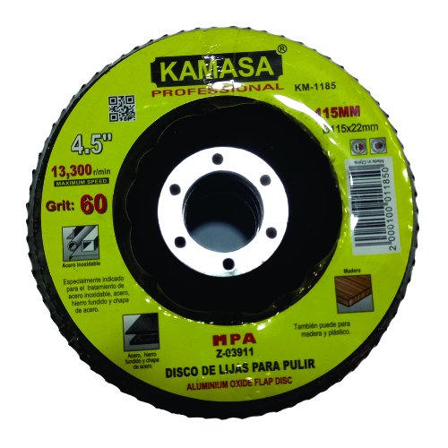 (KM1185) DISCO DE LIJAS P/PULIR P60 115X 22.23MM KAMASA