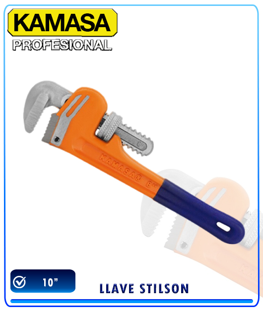 (KM6202) LLAVE STILSON NARANJA 10