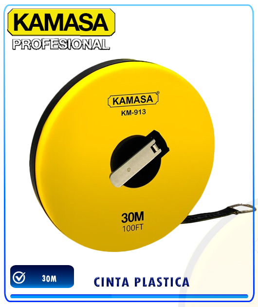 (KM913) CINTA PLASTICA P/MEDIR 30M/100FT KAMASA