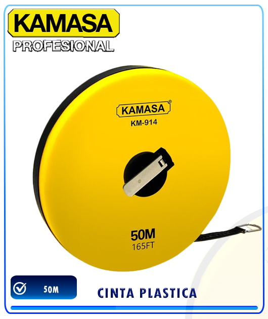 (KM914) CINTA PLASTICA P/MEDIR 50M/165FT KAMASA