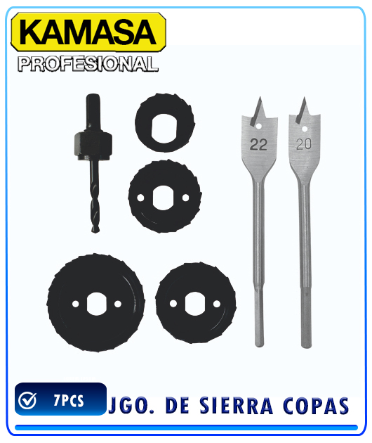 (KM120) JUG. SIERRA COPA P. MADERA 7PCS (32;38;44;54MM) KAMASA